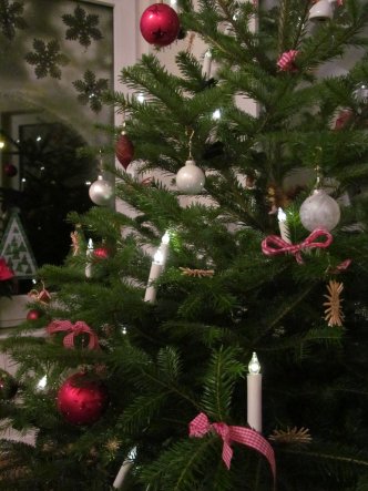 Unser Tannenbaum darf bis zum 06.01. im Wohnzimmerstehen.