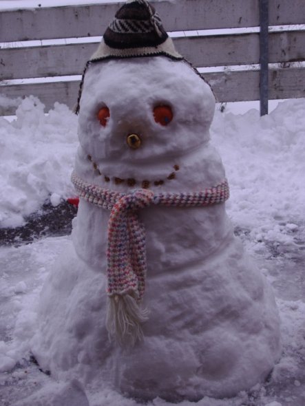 der erste Schnee auf der Terrasse