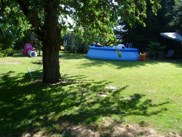 Blick vom Grillplatz auf den Garten