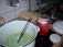 die Käse-Lauchsuppe wurde mit grüner Lebensmittelfarbe eingefärbt :D
