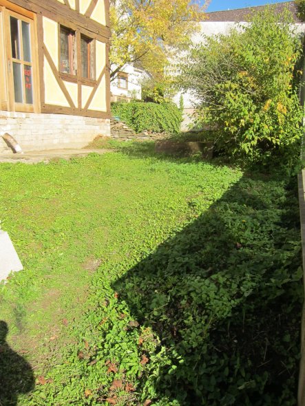 Grten vor dem Haus mit süd-östlicher Ausrichtung. Hinten führt über eine kleine Natursteintreppe ein kleiner Weg in die Sackgasse der Hofstrasse - sch